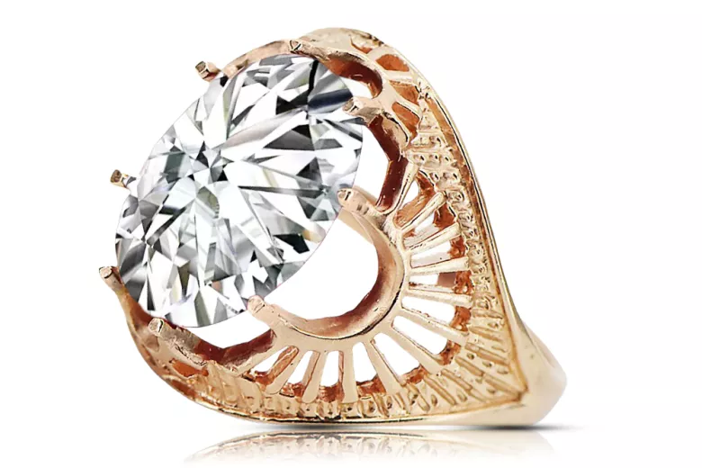 Ring Vintage style Zircon Original Vintage 14K Rose Gold vrc003r